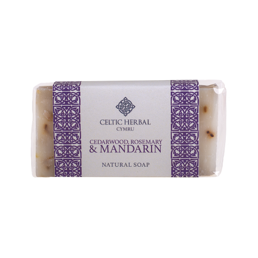 Cedarwood, Rosemary & Mandarin Soap 100g  Gentle exfoliating and cleansing properties make it ideal for face washing.  Key info:  Refreshing fragrance  Dried rosemary leaves for gentle exfoliation  Naturally formulated  Sustainably sourced beeswax softens the skin  Free from sulphates, parabens & SLS