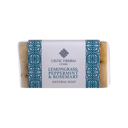 Lemongrass, Peppermint & Rosemary Soap 100g  This fresh and zesty bar awakens your skin, preparing you for the day ahead.  Key info:  Refreshing, minty fragrance  Green clay restores oil balance, tones skin and tightens pores  Sustainably sourced beeswax softens the skin