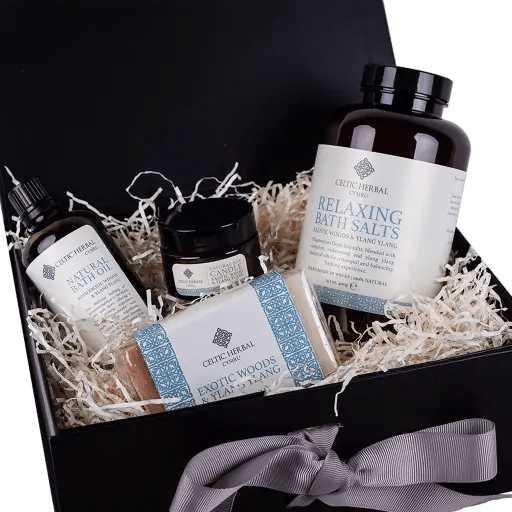 Relaxing Gift Box (Exotic Woods & Ylang Ylang)  The perfect gift for anyone who needs to take some time to truly look after themselves. This beautiful gift box contains treats enriched with an expert blend of exotic wood and ylang essential oils to balance in the mind, body and spirit.  The Ideal Gift for Those In Need of a Pick Me Up and a Little Me Time.