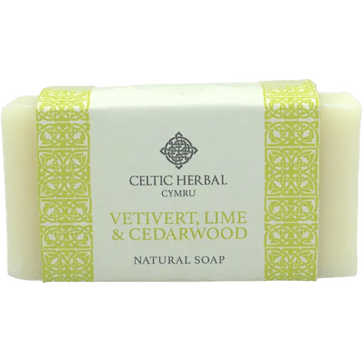 Vetivert Lime & Cedarwood Natural Soap 100g  Blended with lime, juniper, cedarwood, vetivert and patchouli essential oils to give a deep, woody and citrus fragrance.  Key info:  Refreshingly tangy fragrance  Antioxidant packed essential oils help to tone skin and reduce the appearance of blemishes  Sustainably sourced beeswax softens the skin